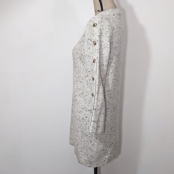 Madewell XS Button Sleeve Sweater Dress Cream Speckled Wool Blend Long Sleeve - Picture 5 of 10